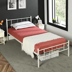 Twin Bed Frame with Headboard (BLACK)