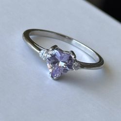 Lavender Heart 💍 925 Sterling Silver Ring Size 7