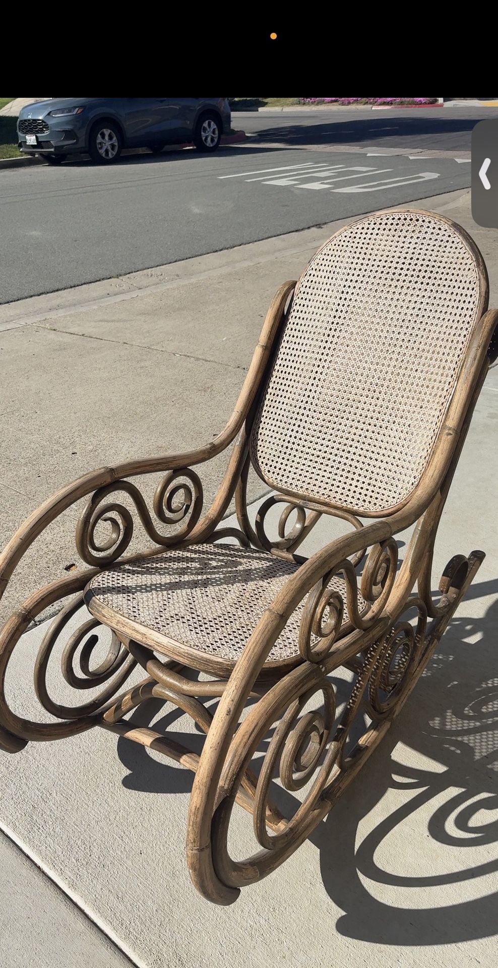 Thonet Bentwood Style Rocking Chair - Vintage Bamboo Cane Rocking Chair