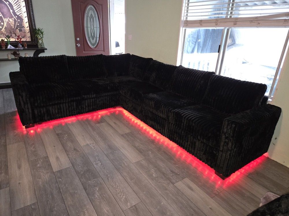 Brand New Sectional Corduroy Fabric With LED $649