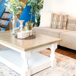 Custom coffee table farmhouse Wood  Modern Rustic Center Oval Set End Table Side Table  Storage Monastery Set Chest  Restoration hardware Carpenter