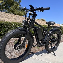 Dual Motor(2x1000W=2000W Total) Electric Ebike, Mountain Bike (26x4.0) 33-35 Mph(Black/Matte)