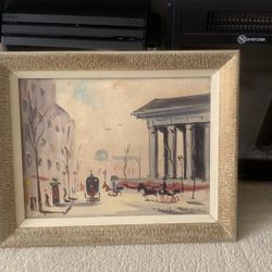 Mid Century Original Impressionist Painting Paris, France F. Brighton Framed Signed. “Views of Paris”