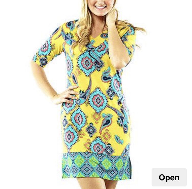 Women's blue and yellow floral dress