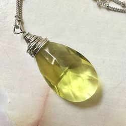 Lemon Quartz Pendant Necklace 