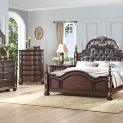 King / Queen Bedroom Set 5pc ( Bed, Dresser, Mirror, Chest, And Night Stand) - Delivery And Financing Available 