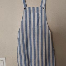 Shein Dress, Women's Size Small Blue And White Striped Overall Dress 