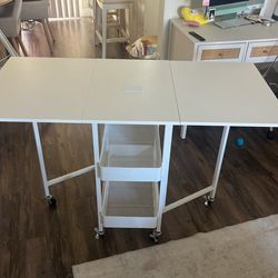 Collapsing Table Work Station On Wheels