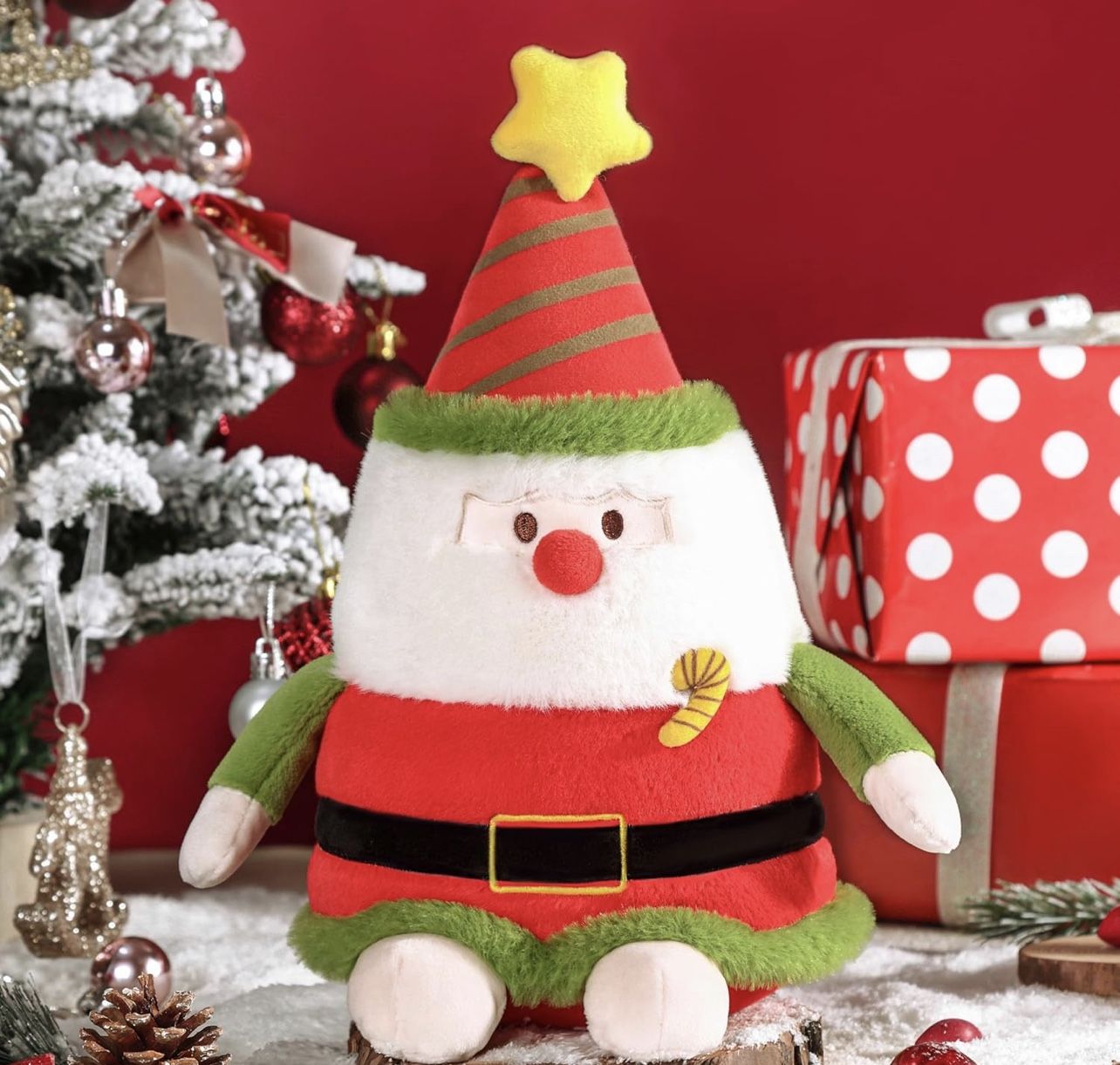 Santa Claus Christmas Tree Stuffed Plush Toys,11" Cute Christmas Father Plushie Soft Toy