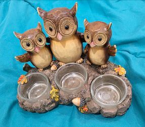 Owl Family Resin Tealight Candle Holder