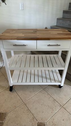 Kitchen Island Cart with Butcher Block Top