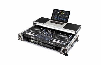Odyssey FZGSRANE4W1 1U Flight Case with Glide Style Laptop Platform and Wheels for Rane Four Controller
