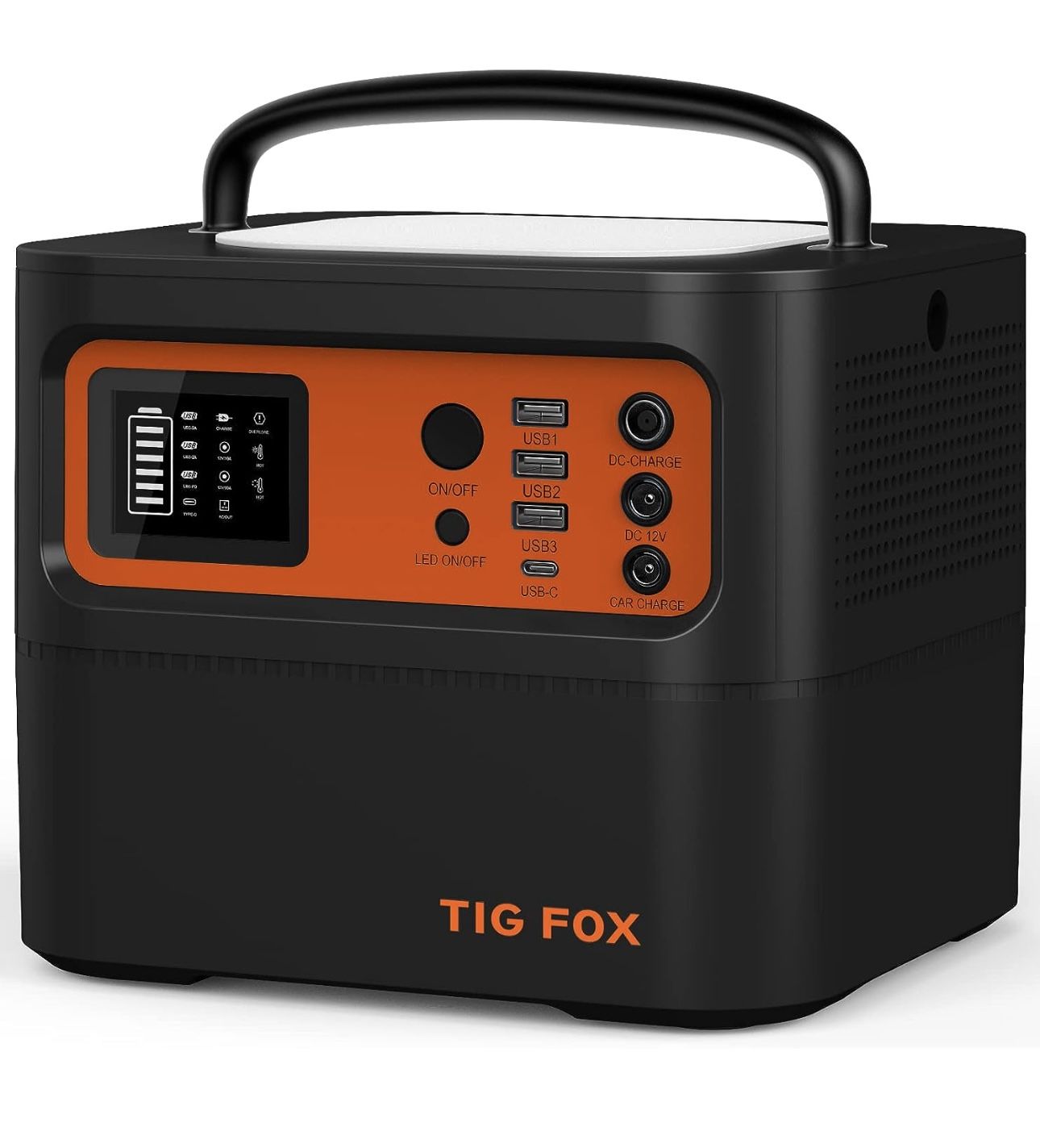TIG FOX Portable Power Station 500W, 540Wh Solar Generator, Backup Battery Pack with 110V AC Outlet/DC/3 USB/Type-C Quick Charge Ports Supply for Camp
