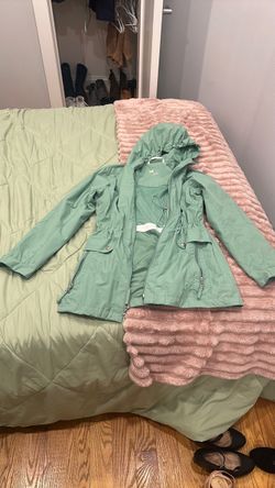 Mint Green Hooded Rain Jacket