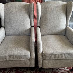 Gray Wingback Recliner Chairs
