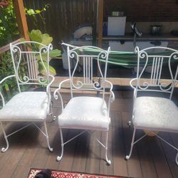 3 beautiful Vintage Very Heavy Metal Chairs