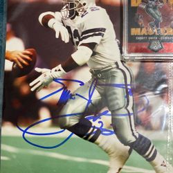 Emmitt Smith Sighed 8+10 And Toachdown Masters Orange Fluorescent Card