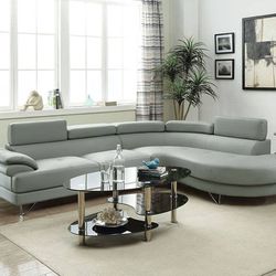 Light Grey Faux Leather Sectional Set