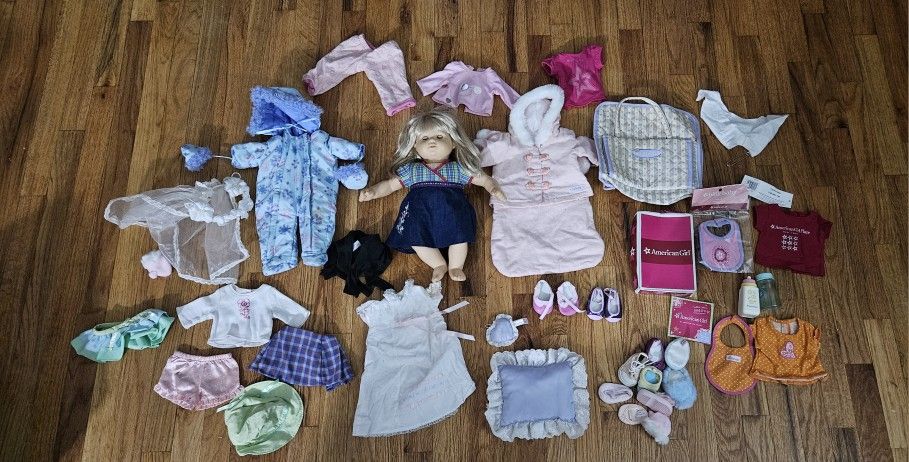American girl brand Doll , outfits , bed & bedding , Pets , Etc .