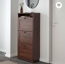 Ikea BRUSALI Shoe cabinet with 3 compartments, brown, 24x11 3/4x51 1/8 "