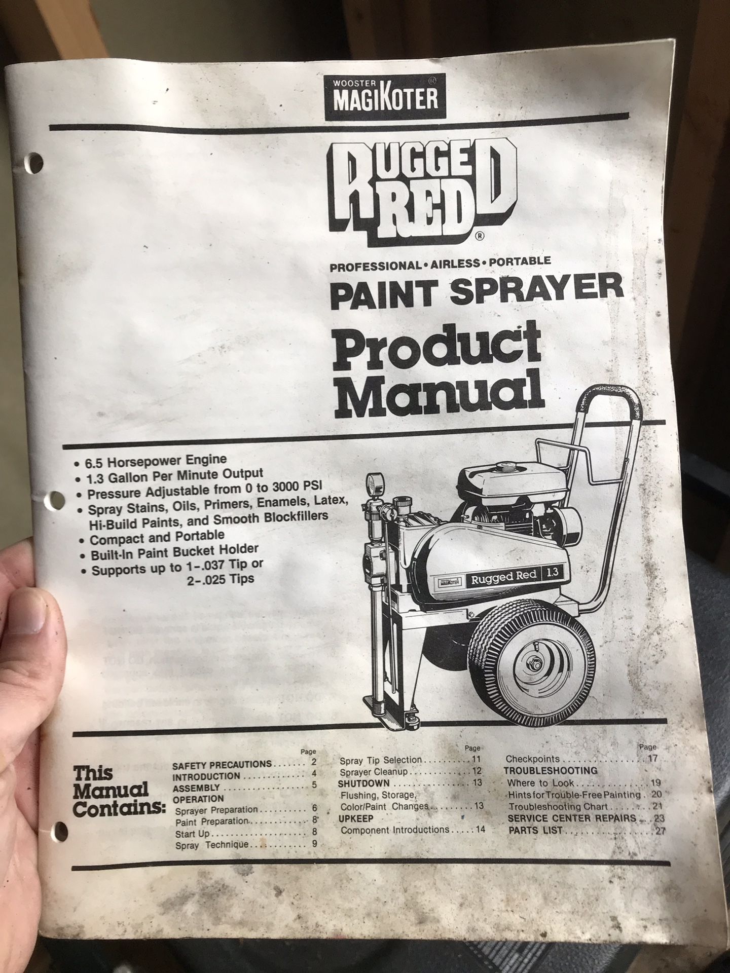 Rugged Red gas powered paint sprayer