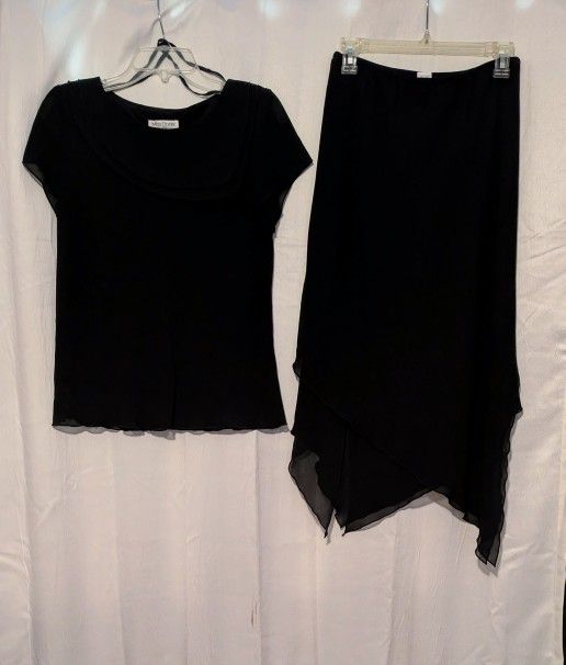 Miss Dorby Size 10 Elegant Black Woman's Skirt And Matching Top