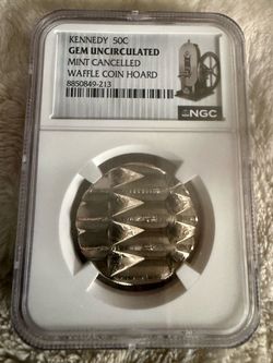 NGC Kennedy Half Dollar 50C Waffle Coin Hoard Gem Uncirculated Mint Cancelled