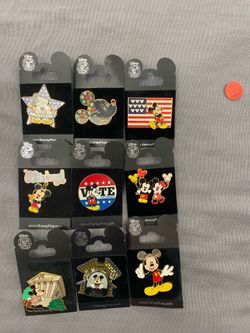 Disney Parks Mickey Mouse Trading Pins Lot of 9 On Cards Patriotic Vote Balloons