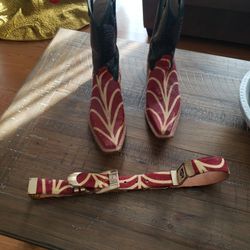 Men's Leather Boots And Belt