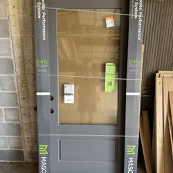 Masonite 36 x 80 Fiberglass Front Door – Peppercorn - Right Hand Inswing