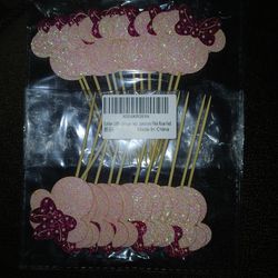 Minnie mouse cupcake topper toothpicks 24 pieces