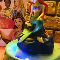 Ariel musical light up piggy bank & Disney princess bedtime stories book! New!