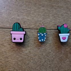 Lot Of 3 Croc Charms Cactuses
