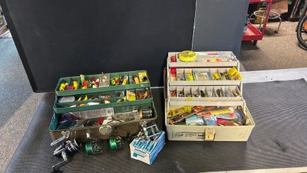 Vintage fishing gear and tackle and plugs