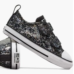 Converse Kids Shoes Chuck Taylor All Star 2 Strap Glitter Sneakers Girls  Size 4