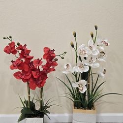 Artificial Flower with Pot Orchid Faux 29inch Tall. Both For $18