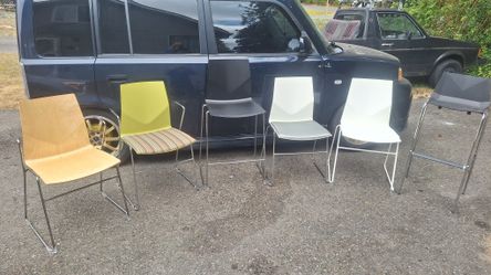 6 DESIGNER MCM HIGHTOWER CHAIRS -OBJEKTS- FLOOR MODELS  $50 BUCKS EACH 