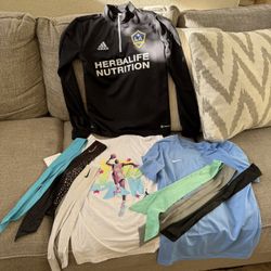 Adidas La Galaxy Zip Up Shirts And Nike Headbands 