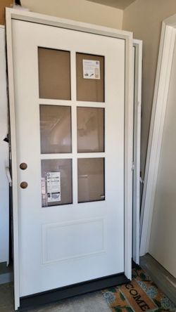 36 in. x 80 in. Legacy Series 6 Lite Clear Glass Right-Hand Inswing Primed Fiberglass Prehung Front Door