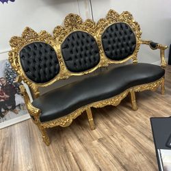 Gold And Black Throne Sofa Chair 