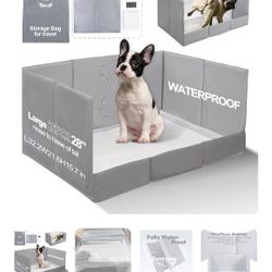 Dog Litter Box, Pee Pad Holder Foldable, Indoor Dog Potty Tray for Puppy & Medium Dogs, High Walls, Seamless, No Assembly, Waterproof, Eas