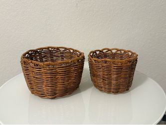 Two SMALL Wicker Planter Baskets