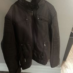 Men Leather Hoodie 