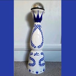 ​Empty Clase Azul Reposado Tequila Bottle 750ml - Blue White Ceramic Decanter