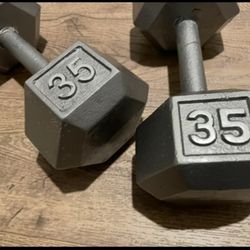 Cast Iron Hex Dumbbells 35 lbs  [ 2 pieces: 70 lbs]