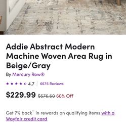 Brand new WayFair rug 8’10” by 11’10”