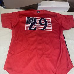 Clearwater Threshers Game Used Jersey Wilson Stars & Stripes #29 Red Clean 48