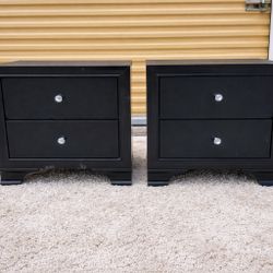 Set Of 2 Black Nightstands