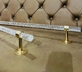 Set of 2 Modern Brass Bubble Lucite Towel Bars – Gold Finish Luxury Bathroom Hardware