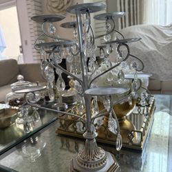 Large Silver Candle Centerpiece 